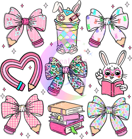 Easter - TEACHER - pencil bows and hearts with bunny