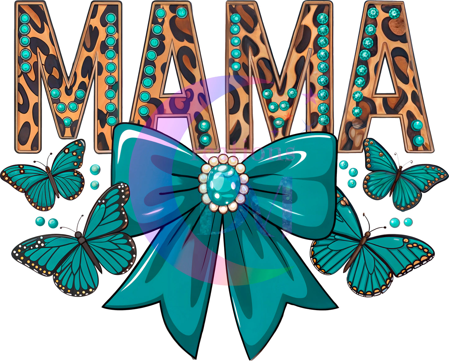 Mother's Day - mama cheetah print, blue bow