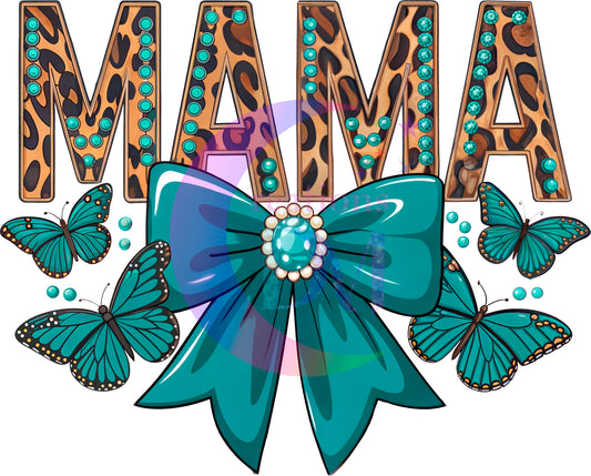 Mother's Day - mama cheetah print, blue bow