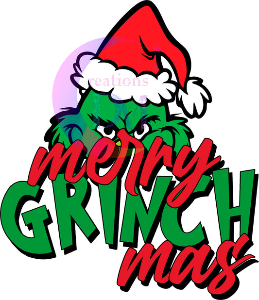 Christmas DTF - merry grinch - mas green and red