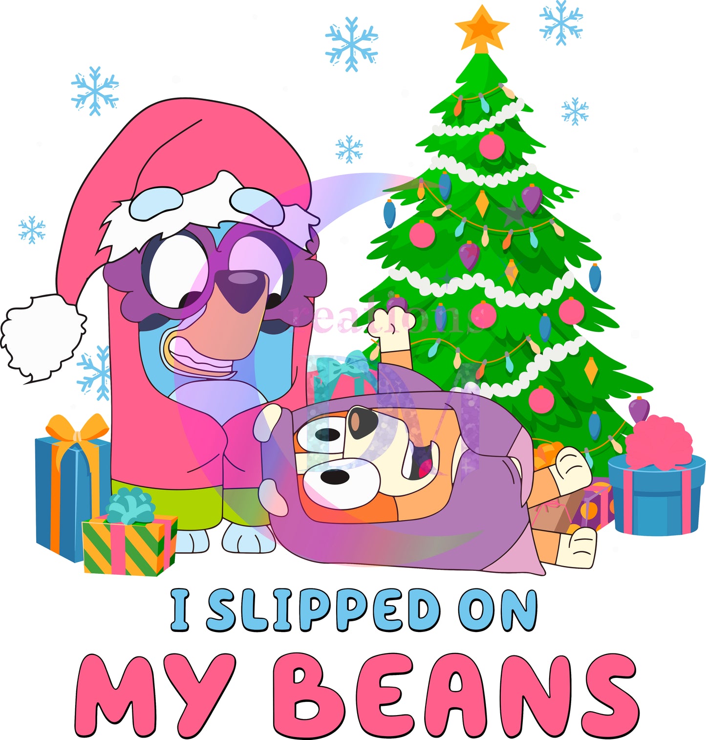 Christmas DTF - bluey - I slipped on my beans