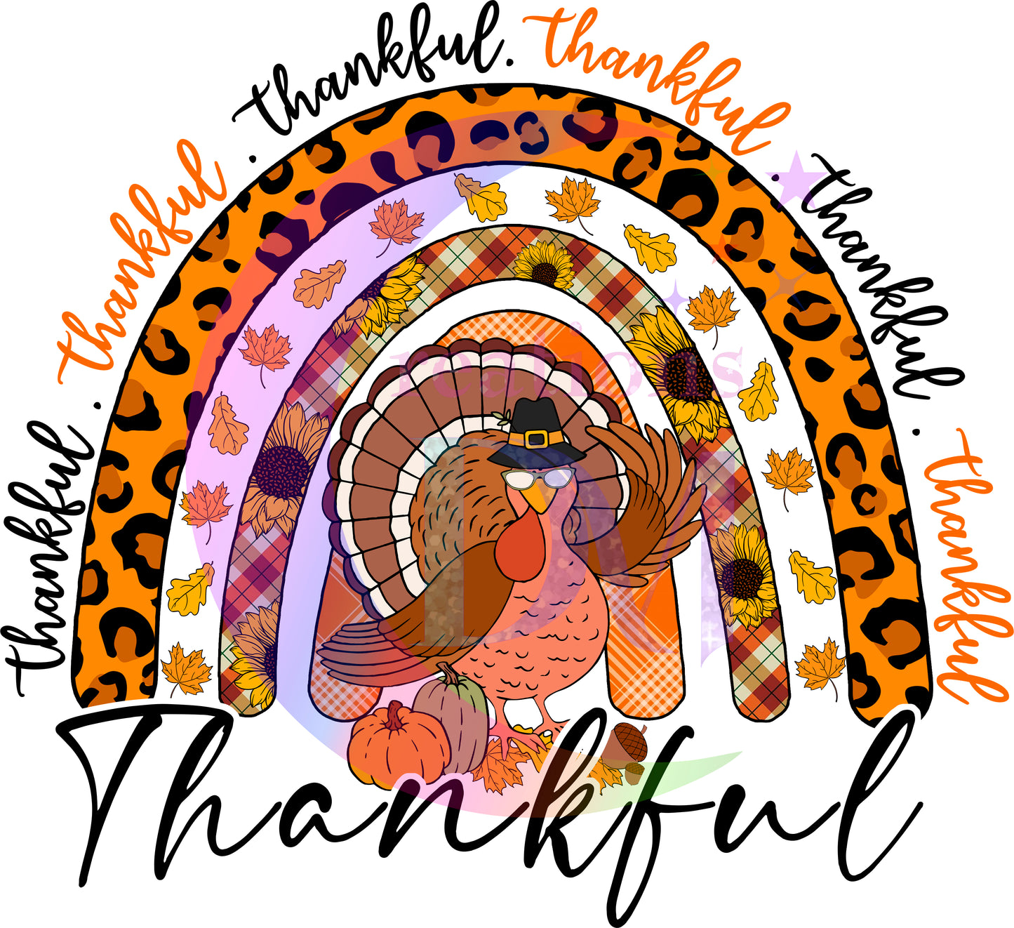 Thanksgiving DTF-Thankful x7, rainbow, turkey