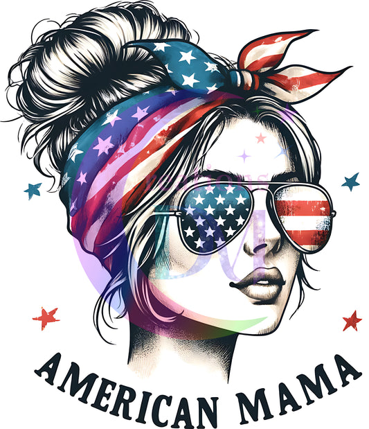 Fourth of July - American mama with glasses