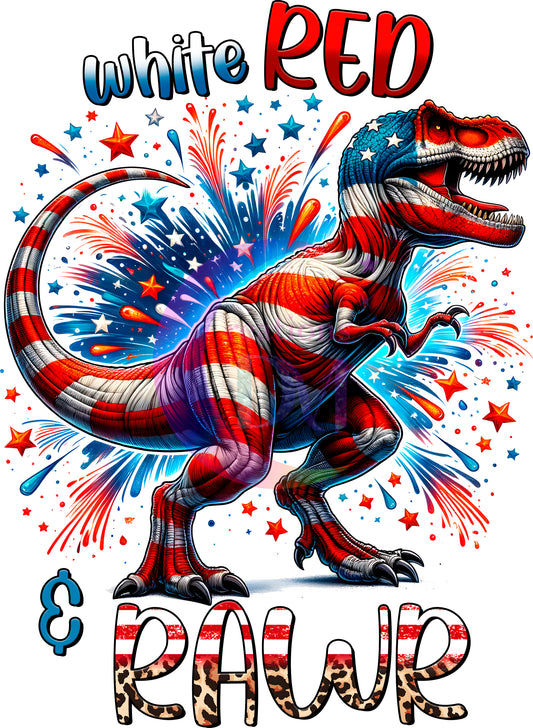 Fourth of July - white , red and rawr