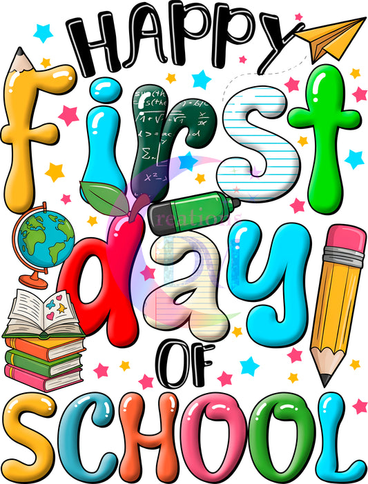 back to school DTF - happy first day of school , books