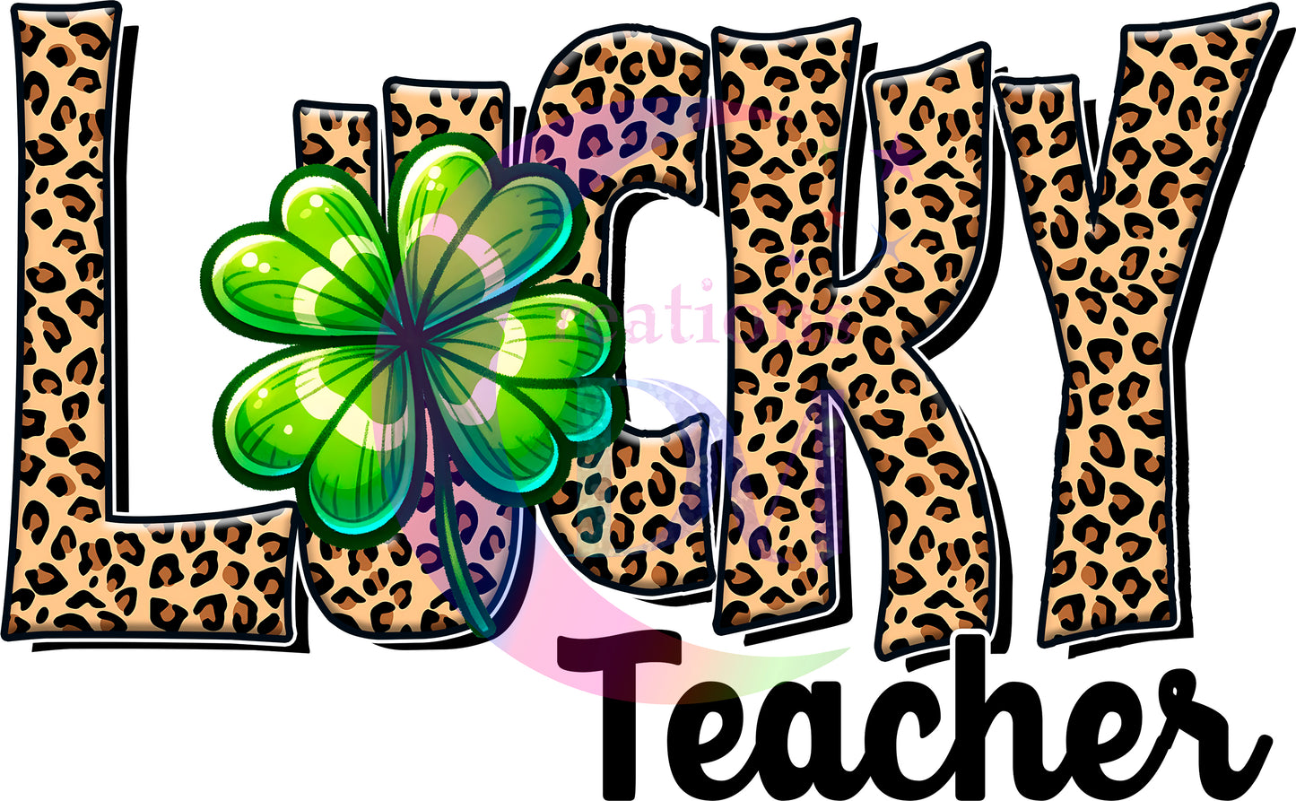 ST PATRICKS -lucky teacher , leopard print
