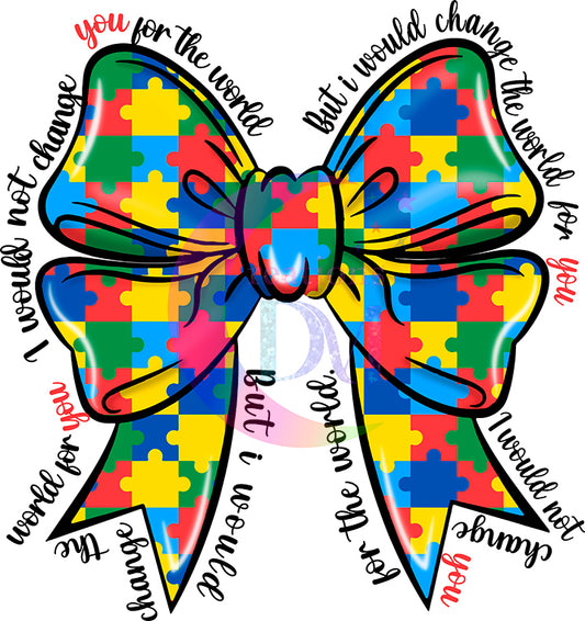 Autism - puzzle bow black and red letters