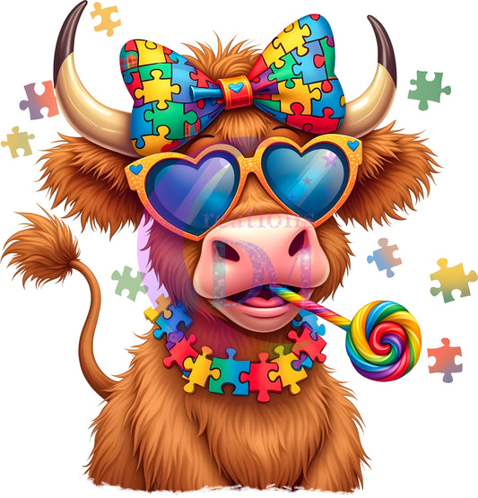 Autism - cow with puzzle bow
