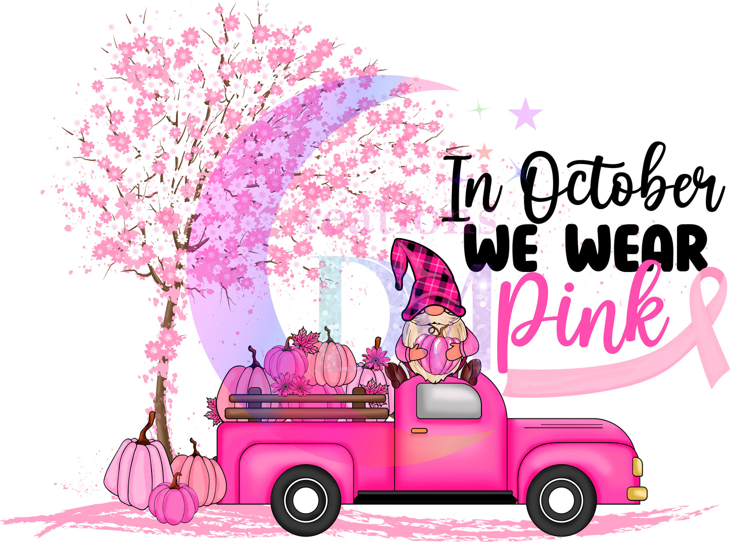 breast cancer awareness month - In oct we wear pink - pickup truck