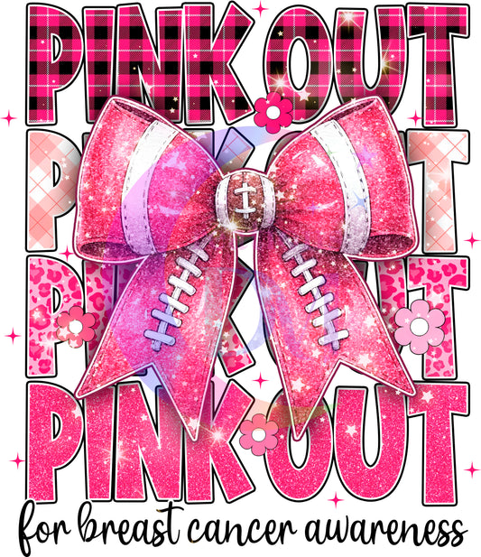 breast cancer awareness month - pink out checkers & bow