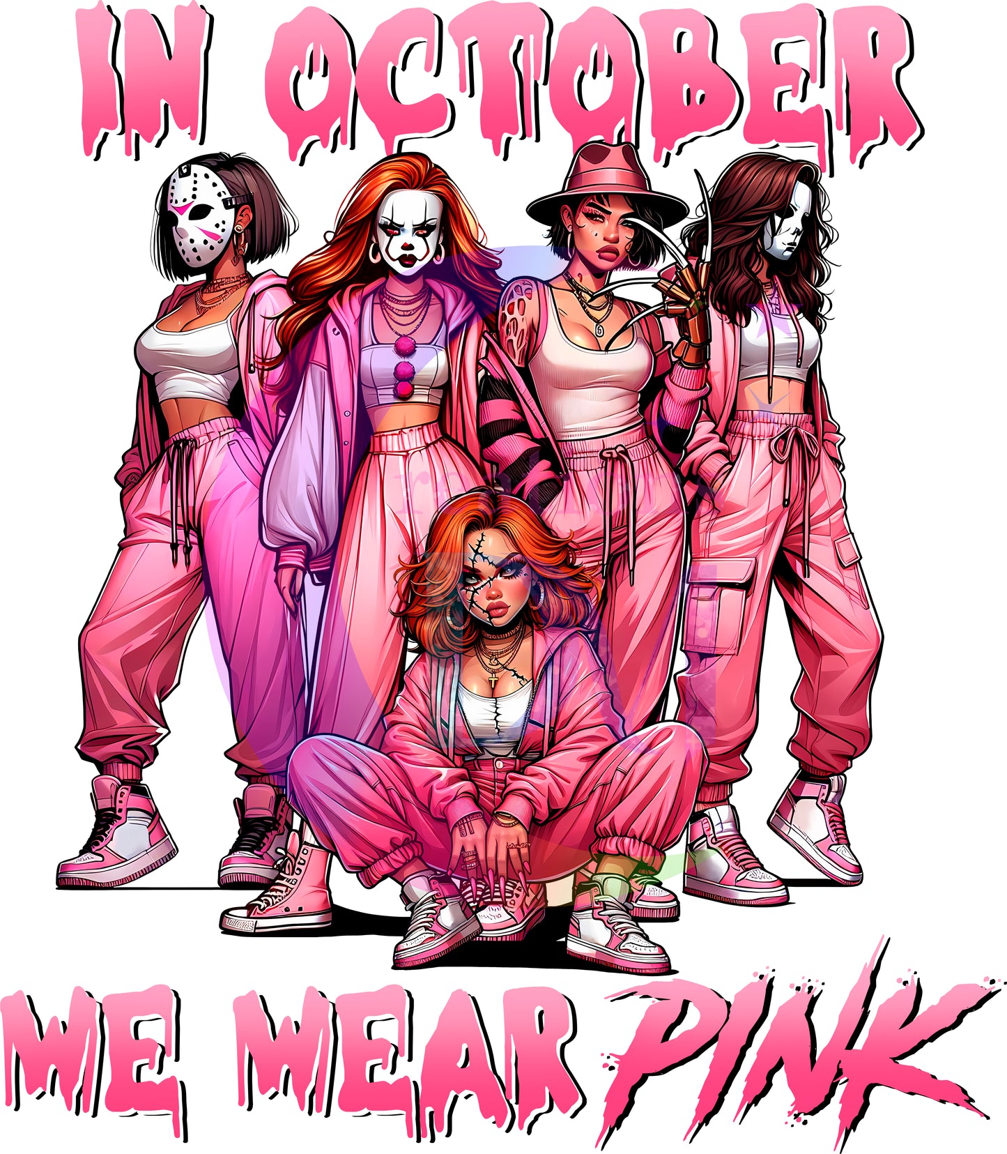breast cancer awareness month - in October we wear pink male villains in female characters pink suits