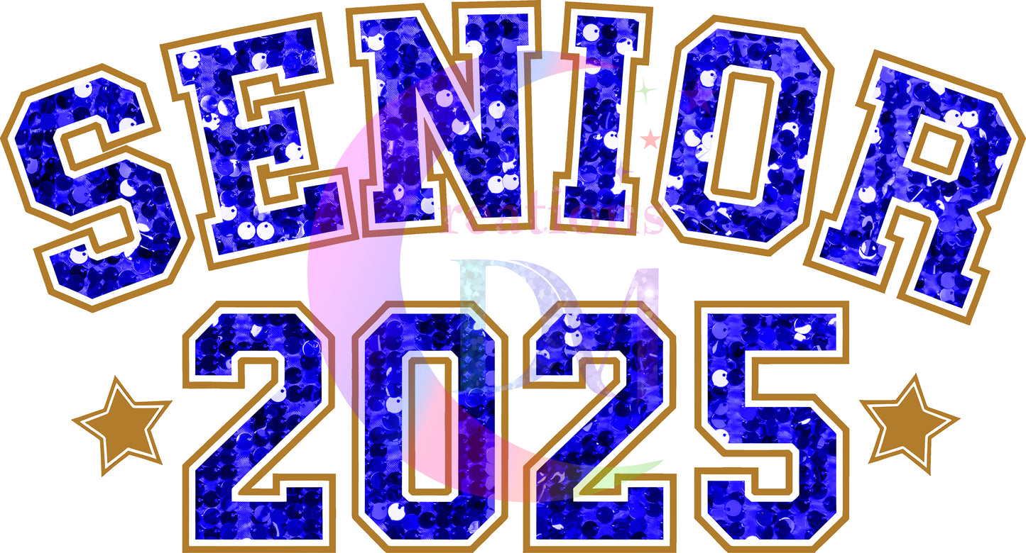 graduation DTF - senior 2025, blue glitter