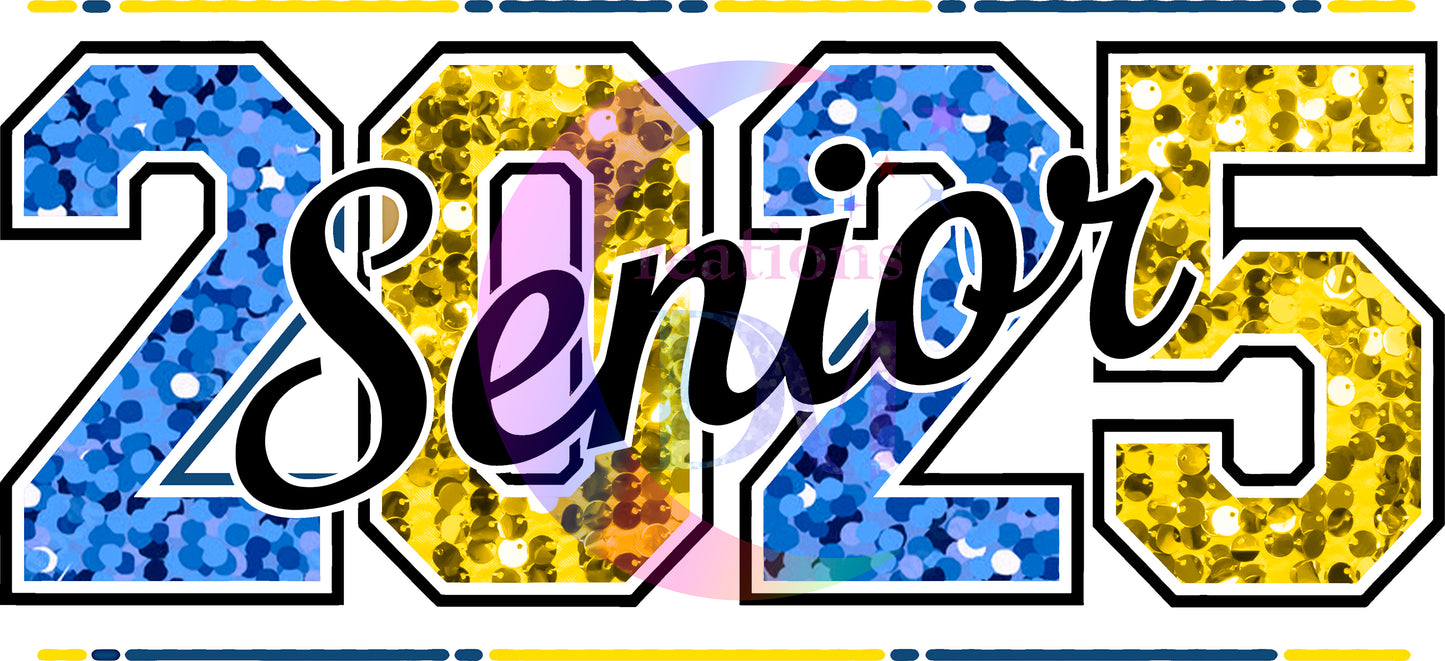 graduation DTF - senior 2025 gold and blue