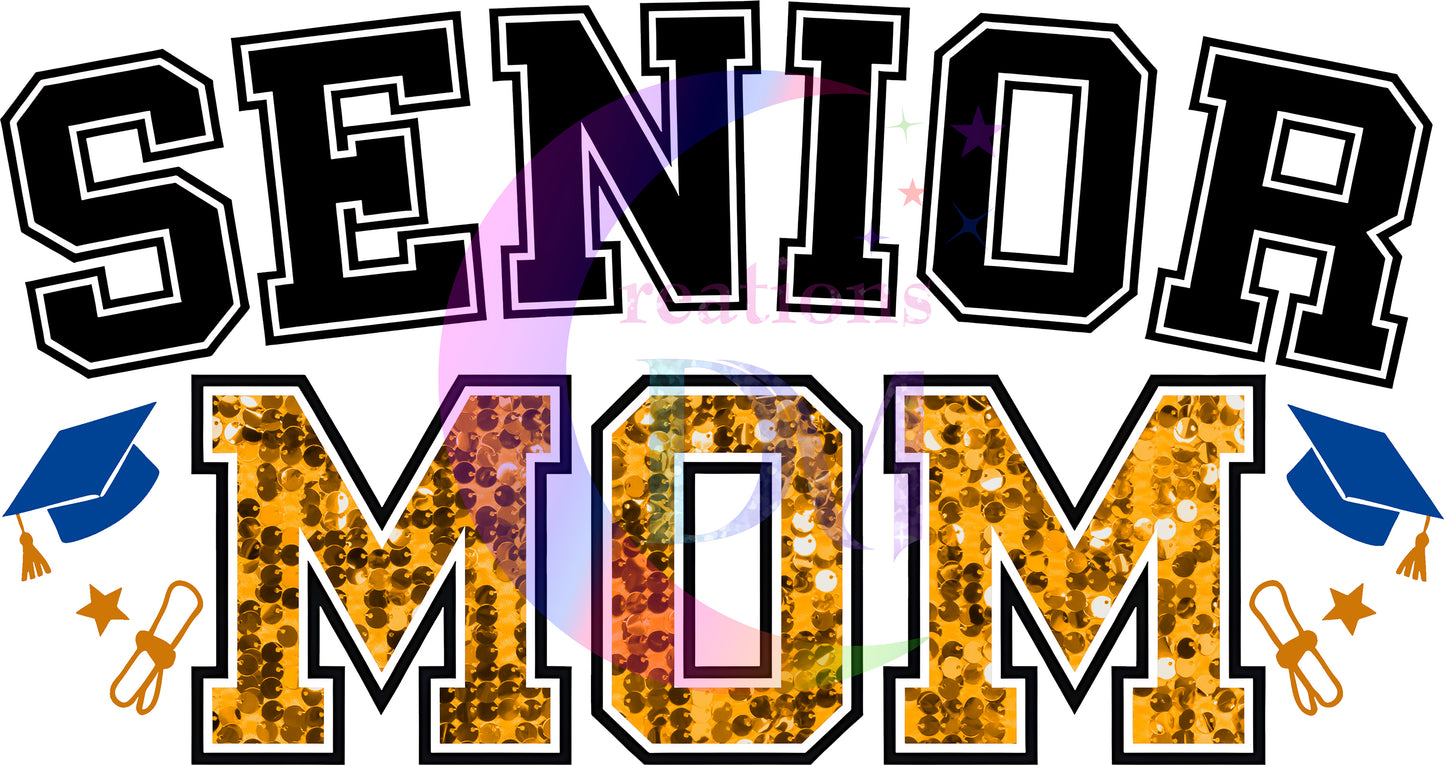 graduation DTF - senior MOM blue and yellow