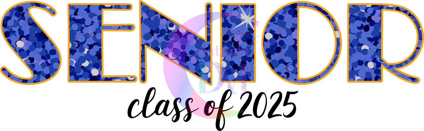 graduation DTF - senior CLASS OF 2025, black and blue