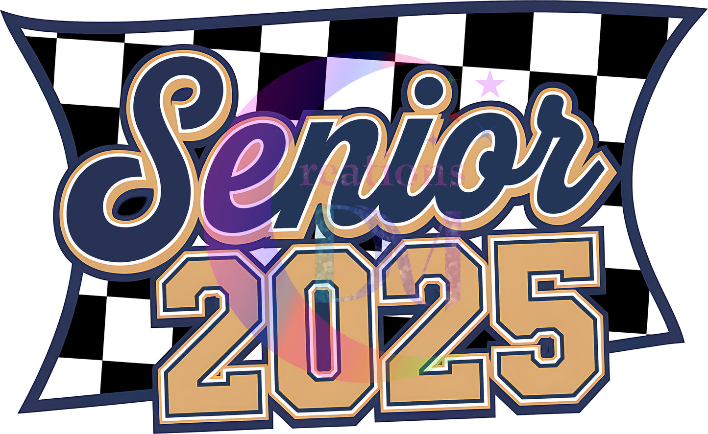 graduation DTF - senior 2025, black checkered background
