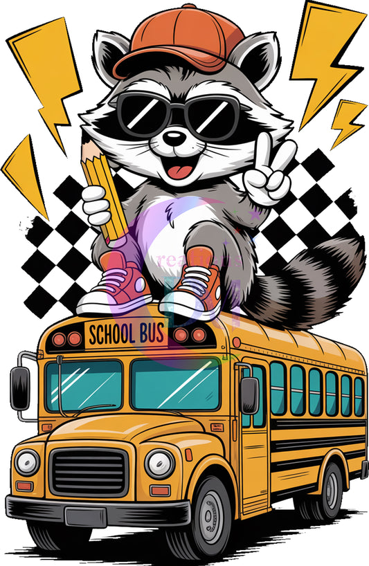back to school DTF - back to school raccoon