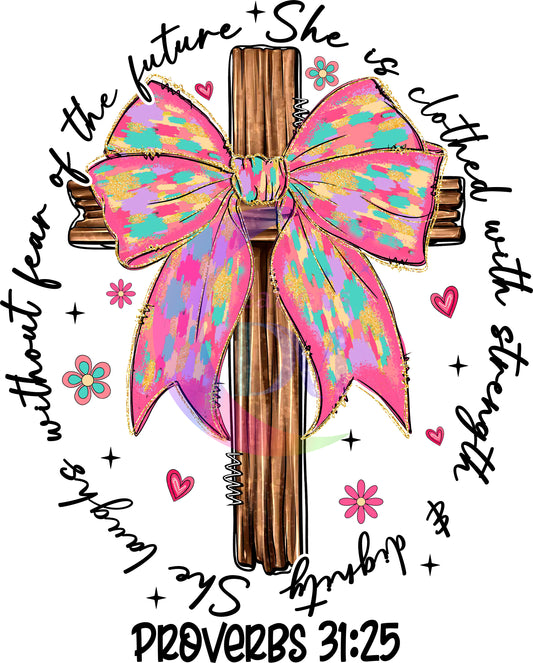 Easter - cross with bow , black letters