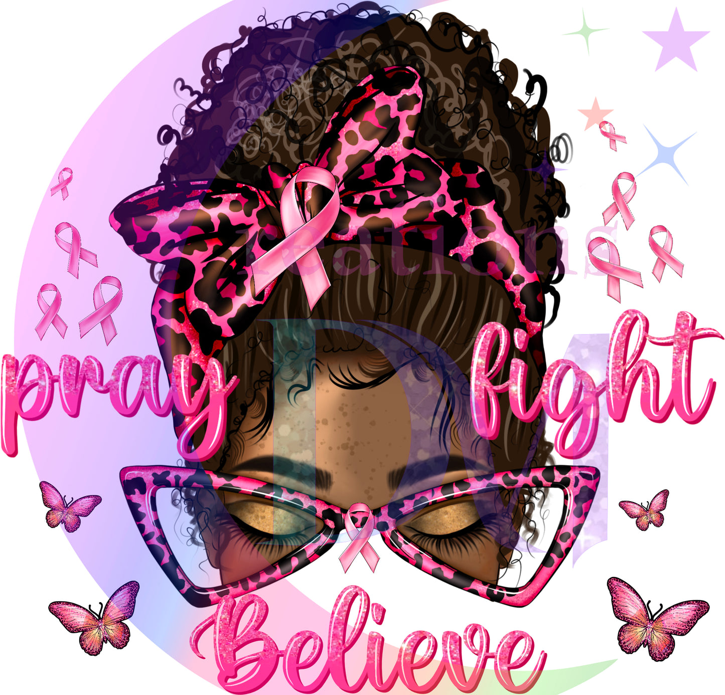 breast cancer awareness month - black woman , prey-fight and believe