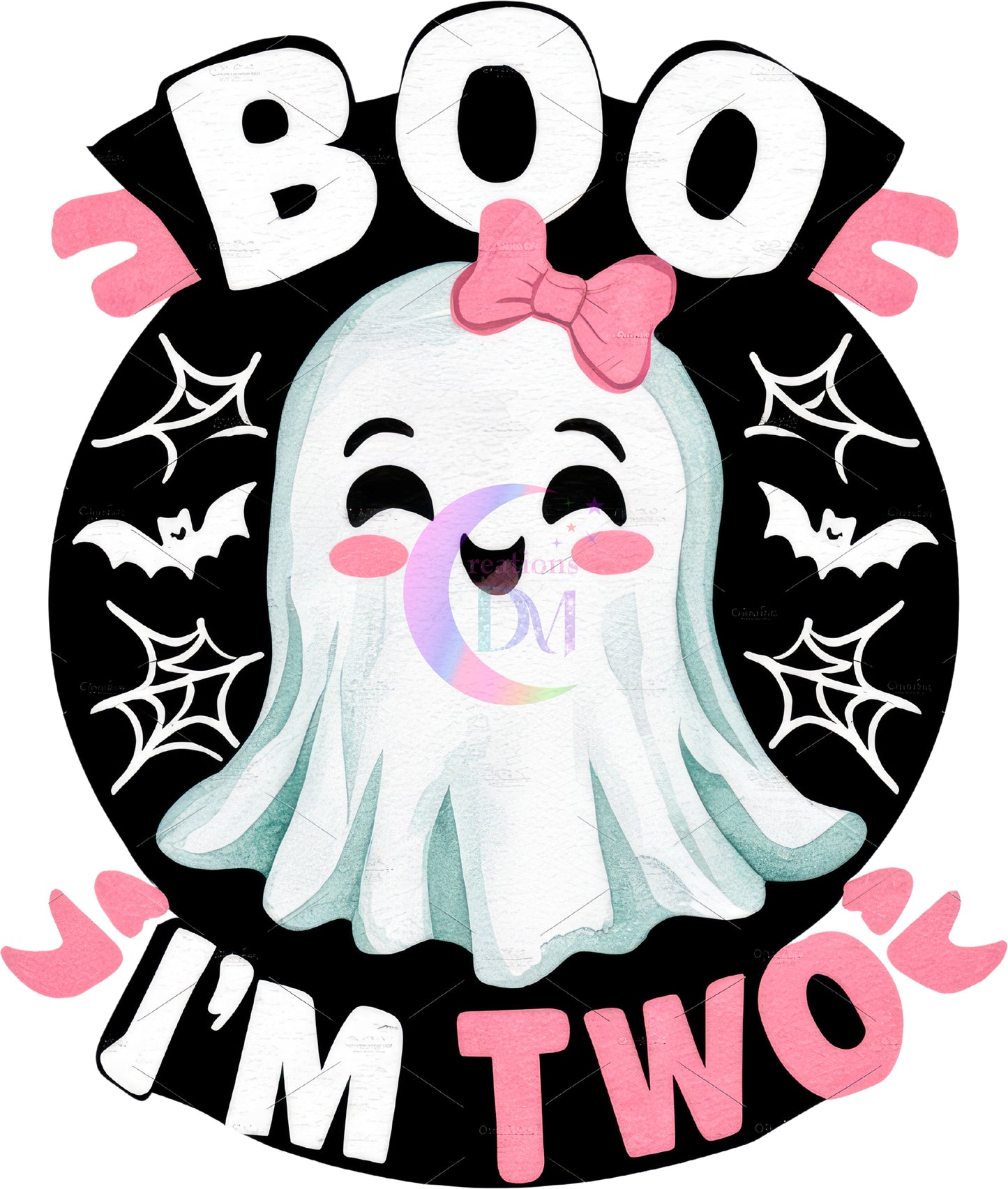 halloween DTF - Ghost - boo im two with bow