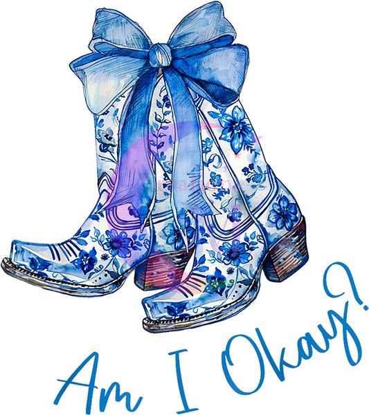 Boots on the ground - blue boots with bow