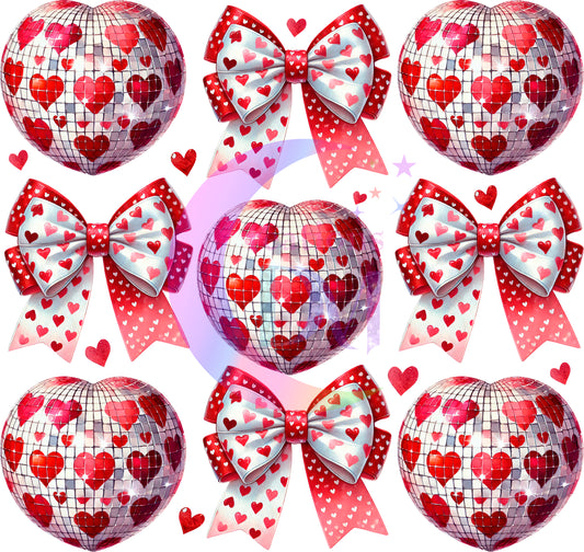 Valentines DTF - bow and disco ball