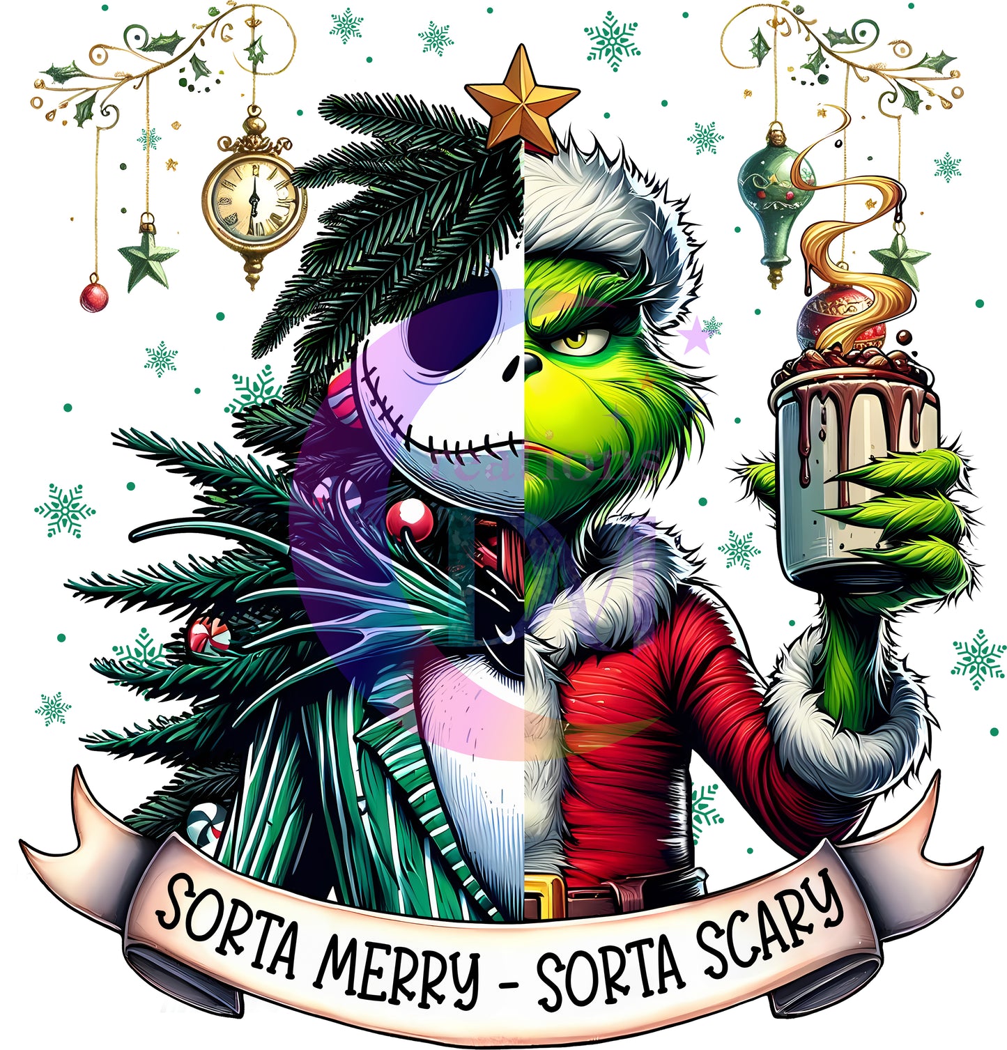 Christmas DTF - nightmare before christmas jack with grinch combined