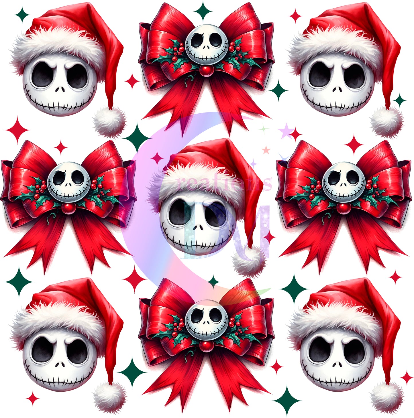 Christmas DTF - nightmare before christmas jack , jack skeleton and bow