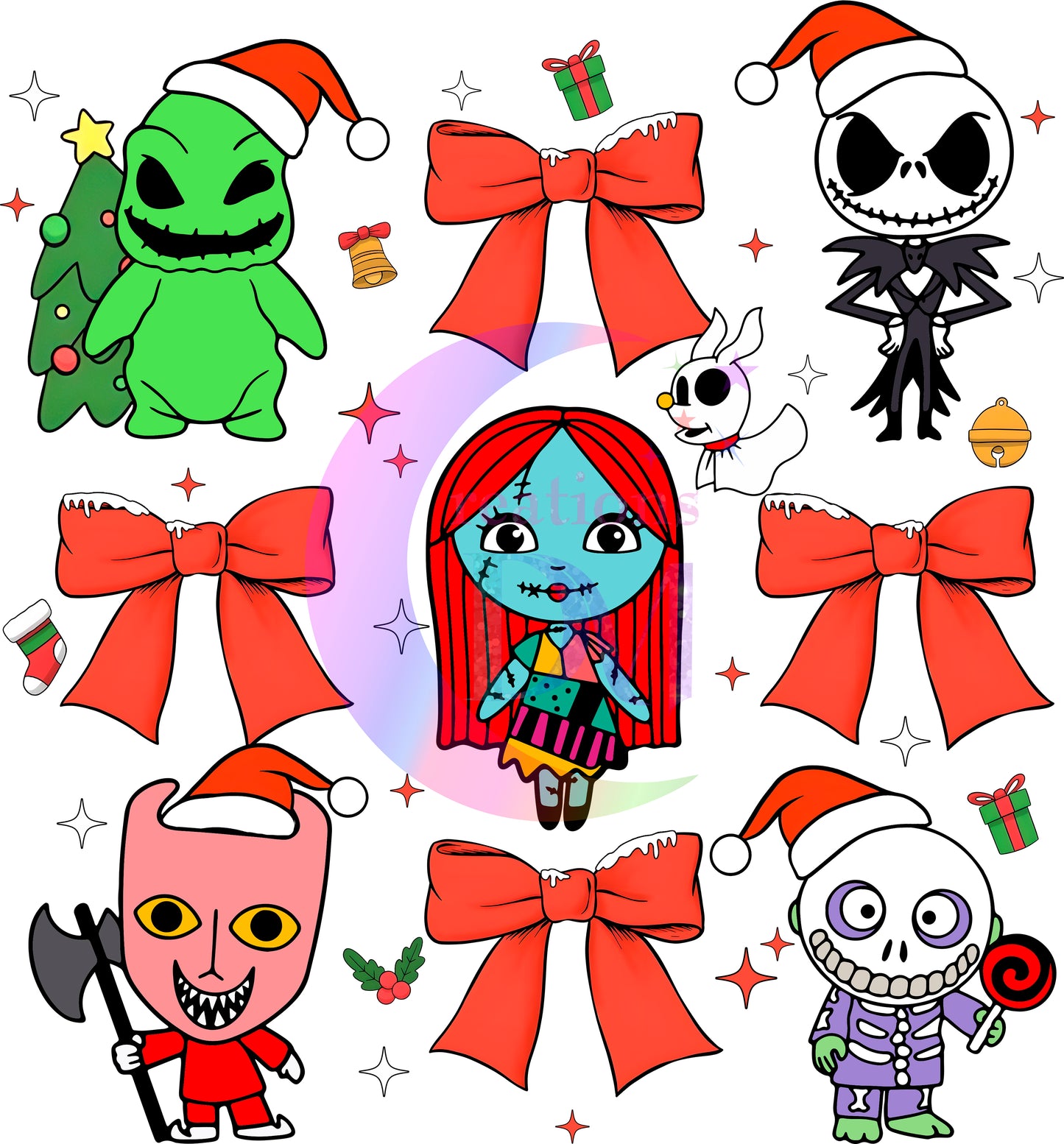 Christmas DTF - nightmare before christmas bow and characters