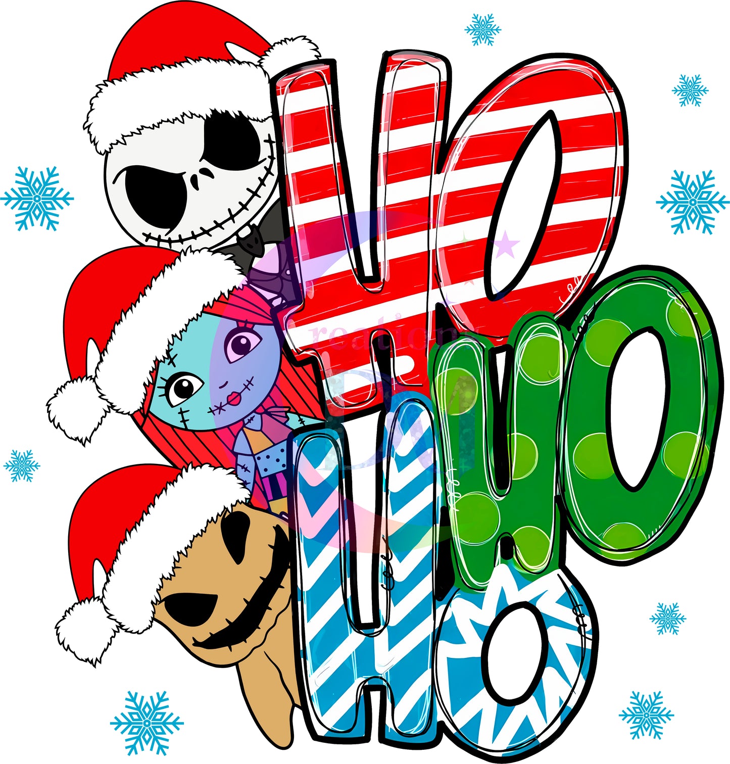 Christmas DTF - nightmare before christmas ho-ho-ho jack and friends striped