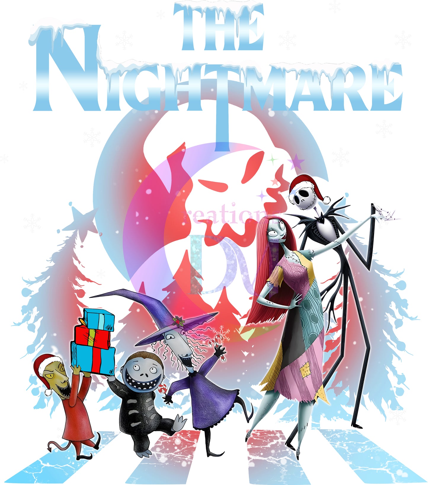 Christmas DTF - nightmare before christmas blue letters