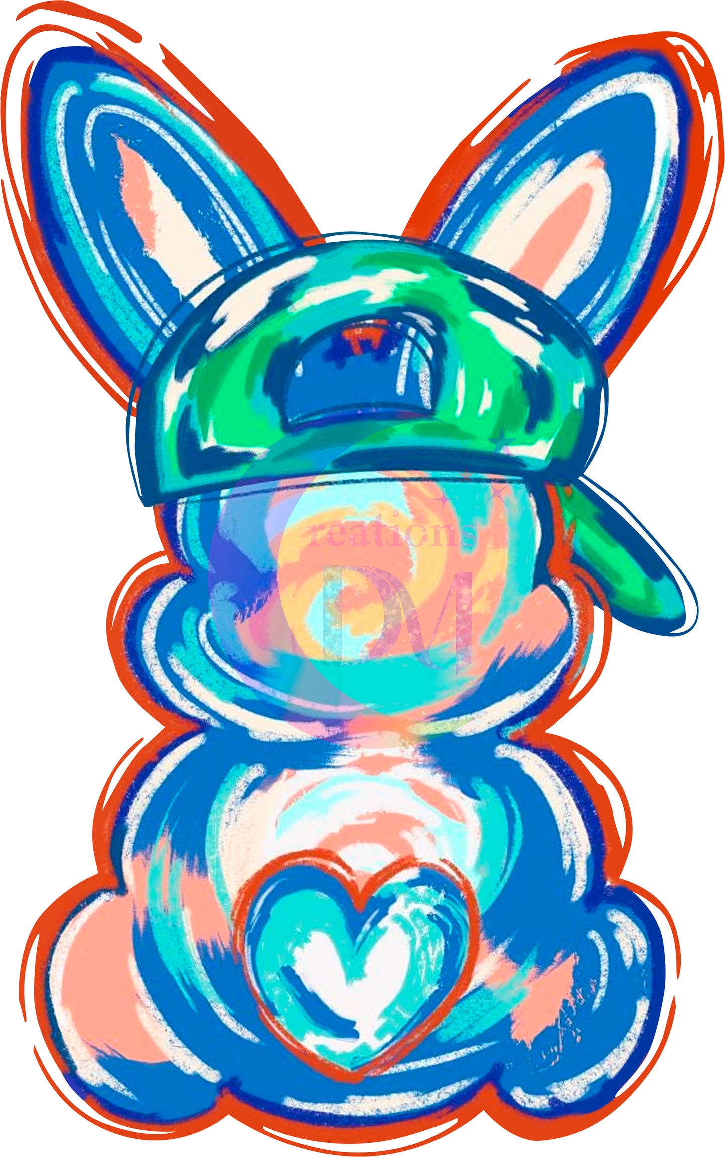 Easter - watercolor bunny, blue colorful