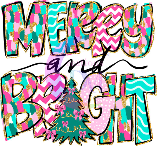 Christmas - Merry and bright pink and turquoise