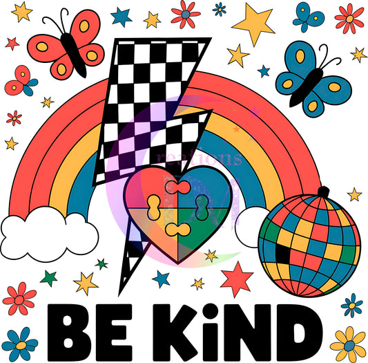 Autism - checekred lightning , BE KIND