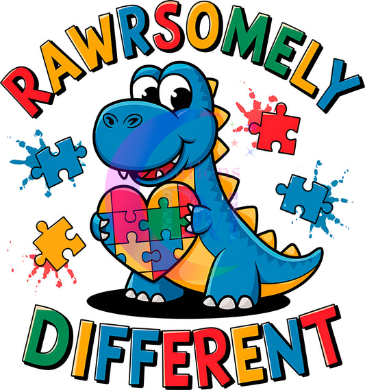 Autism - rawrsomely different, blue dinosaur
