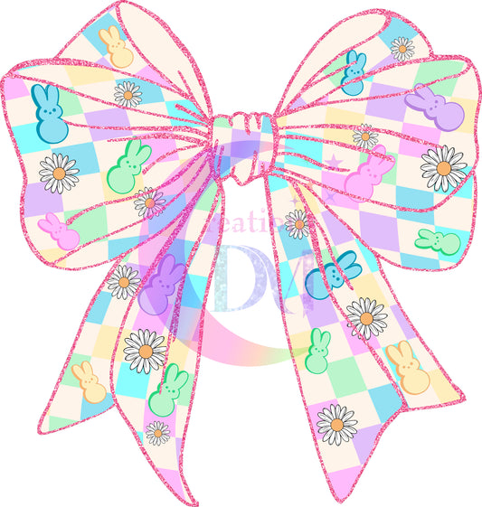 Easter - checkered pastel bow