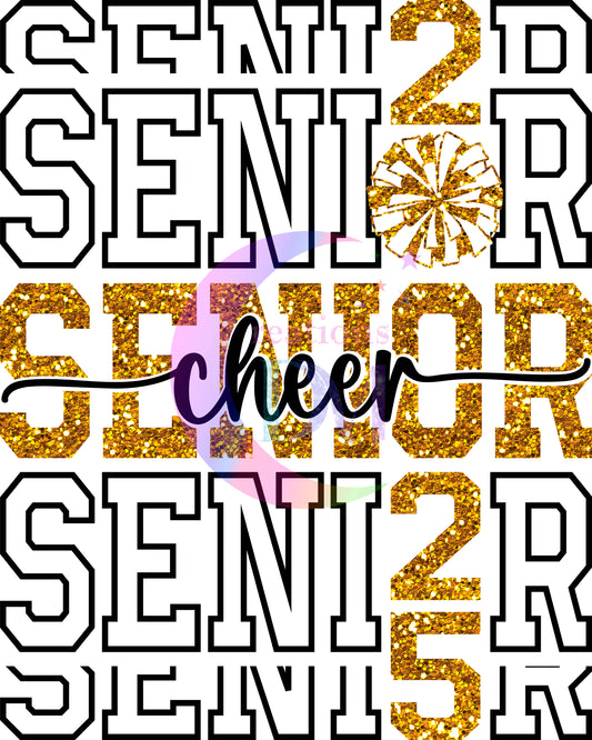 graduation DTF - senior 2025 , gold and black