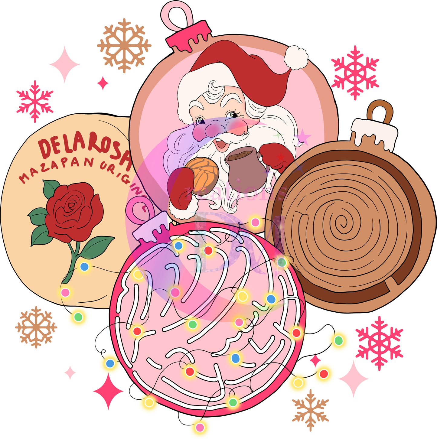 Christmas DTF - concha , mazapan and santa ornaments