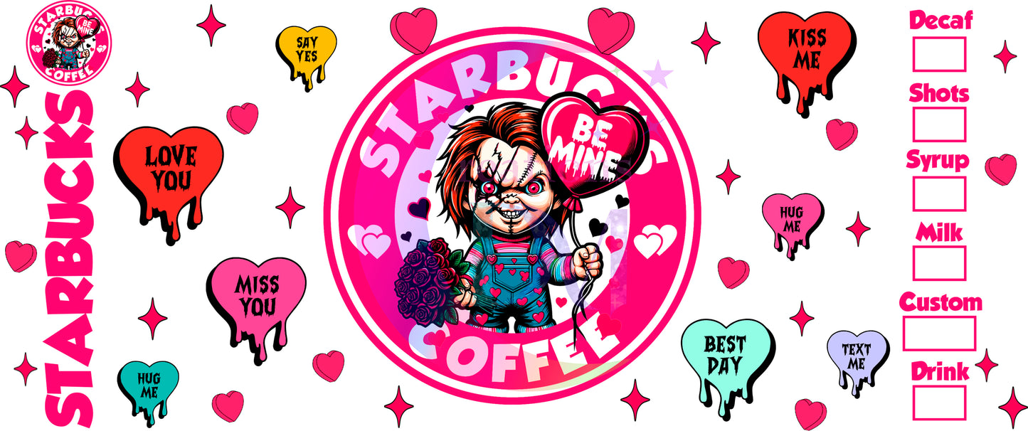 UV DTF - valentines Starbucks coffee chucky