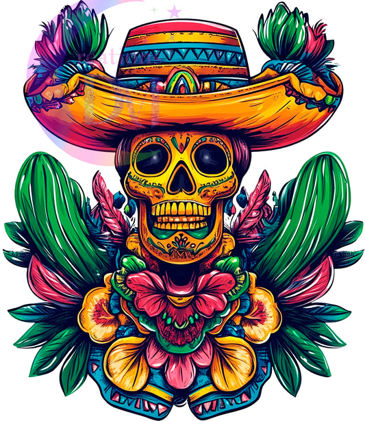 cinco de mayo DTF - skull with sombrero