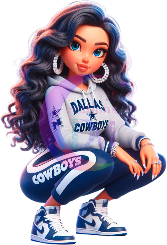 Dallas Cowboys - white woman blue outfit