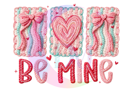 Valentines DTF-CROCHET BE MINE CARDS
