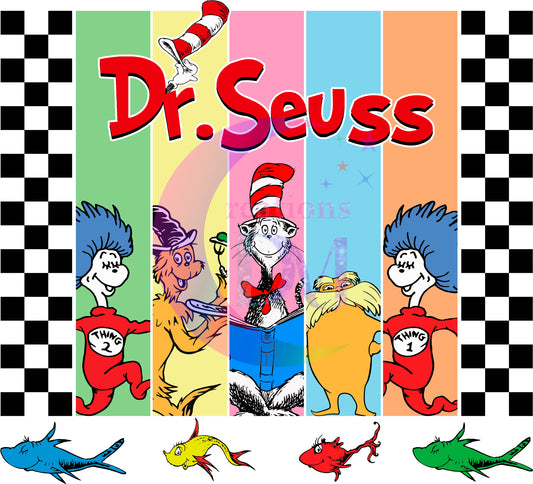 DR Seuss - dr Seuss . black checkered background