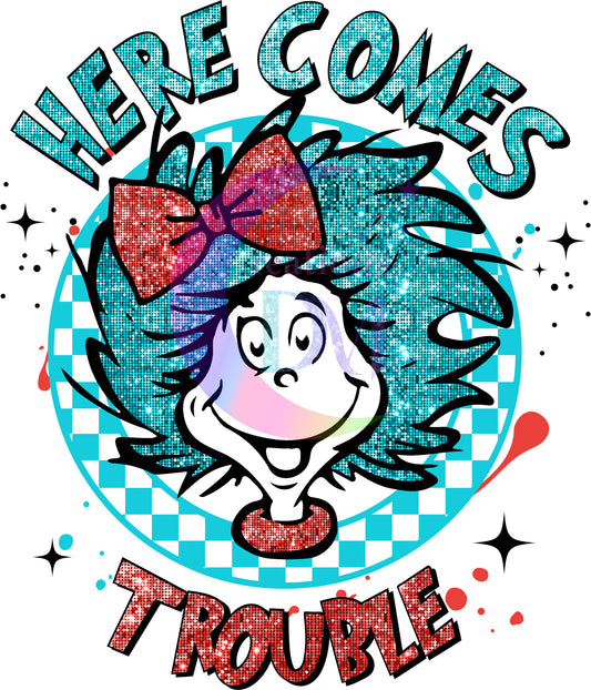 DR Seuss - here comes trouble , red bow