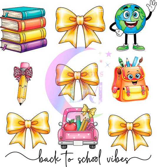 back to school DTF - bows and books