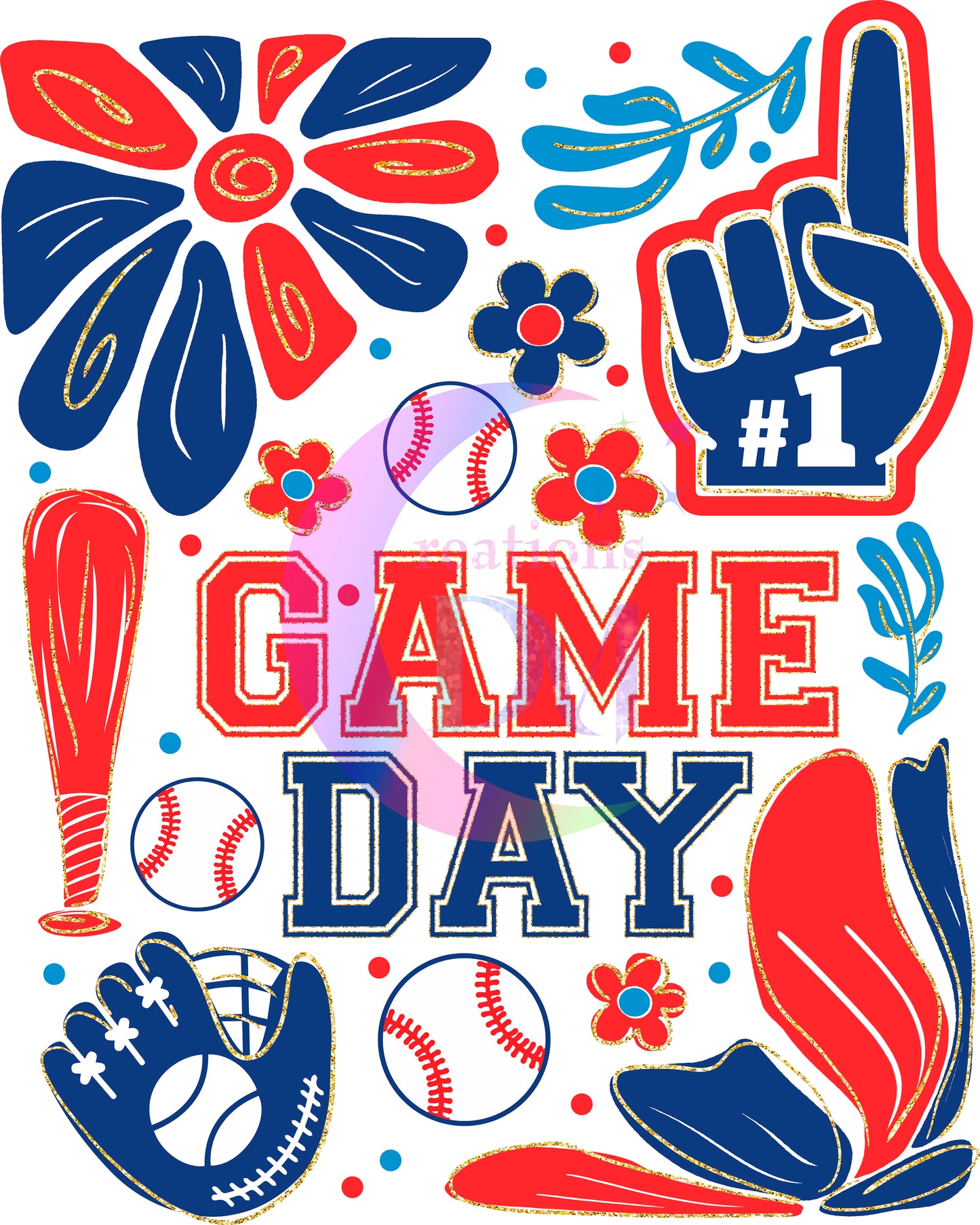 Sports- Baseball - Game day red and blue