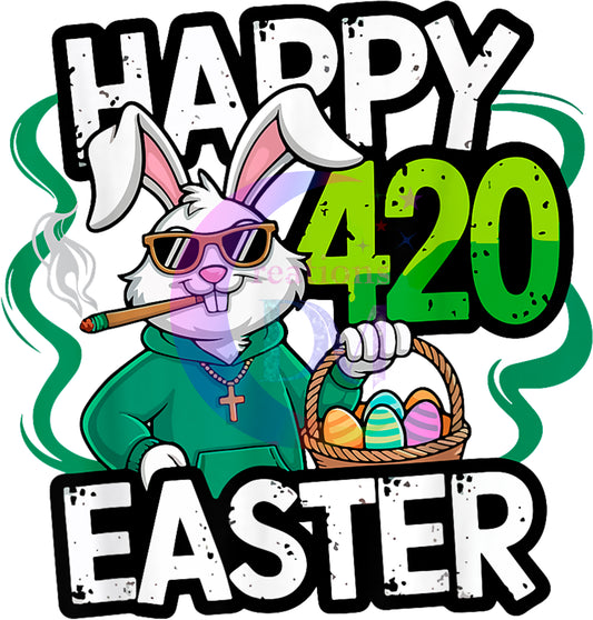 4/20 Easter- happy easter green,black and green