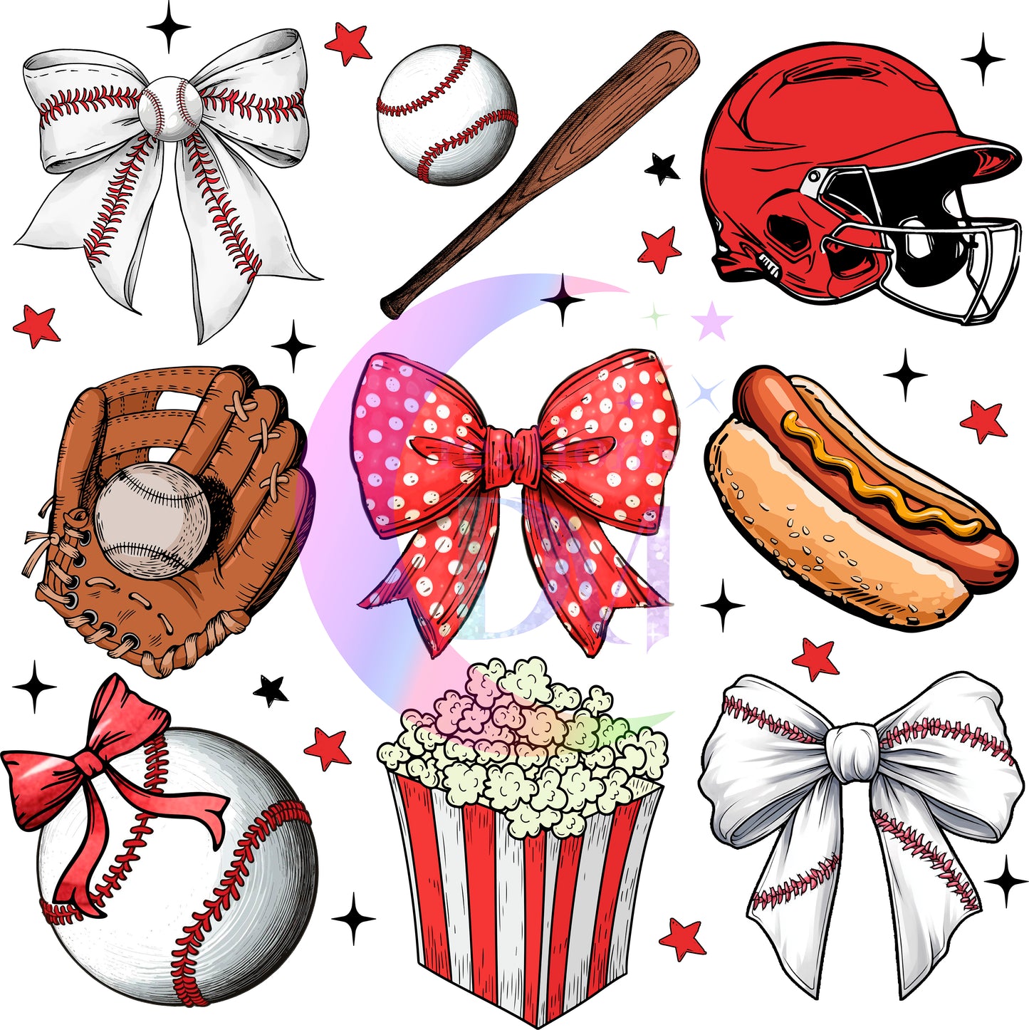 Sports- Baseball - Red bow