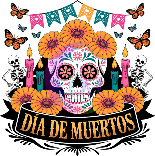 Dia de los muertos/Day of the Dead- dia de muertos skull and butterflies 2