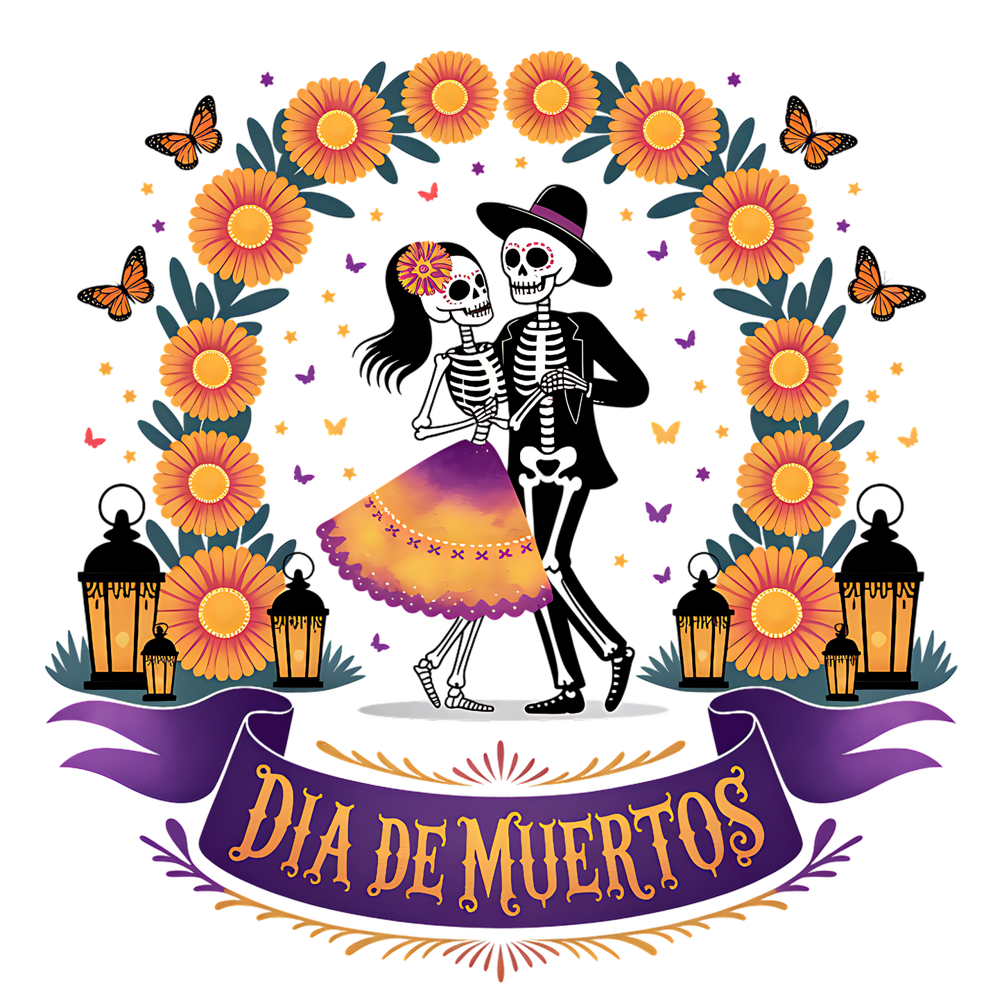 Dia de los muertos/Day of the Dead- dia de muertos purple banner